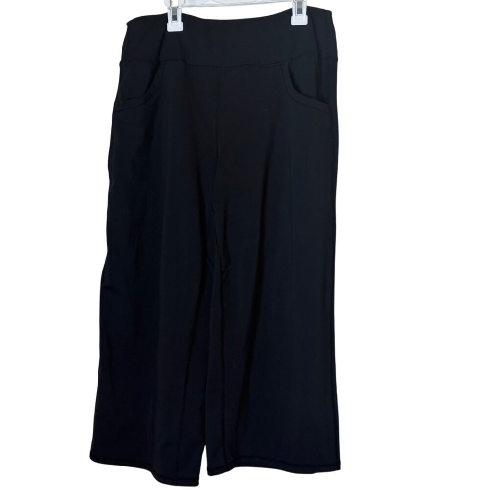 Promover Women’s XL Black Wide Leg Cropped Pants Pull On Stretch Minimalist